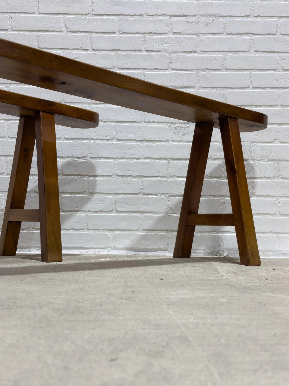 Pair of antique cherry benches - House on Horizon