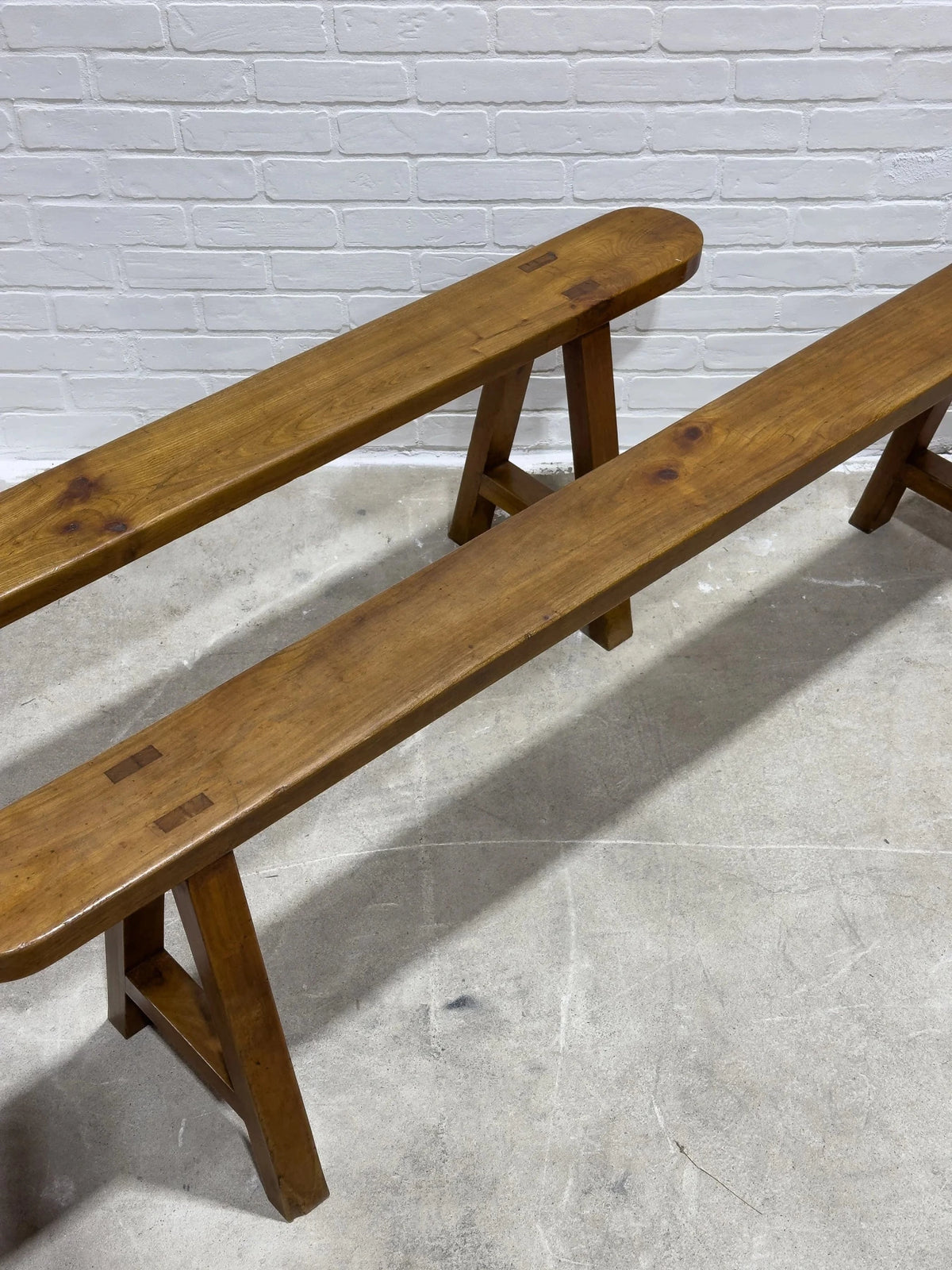 Pair of antique cherry benches - House on Horizon