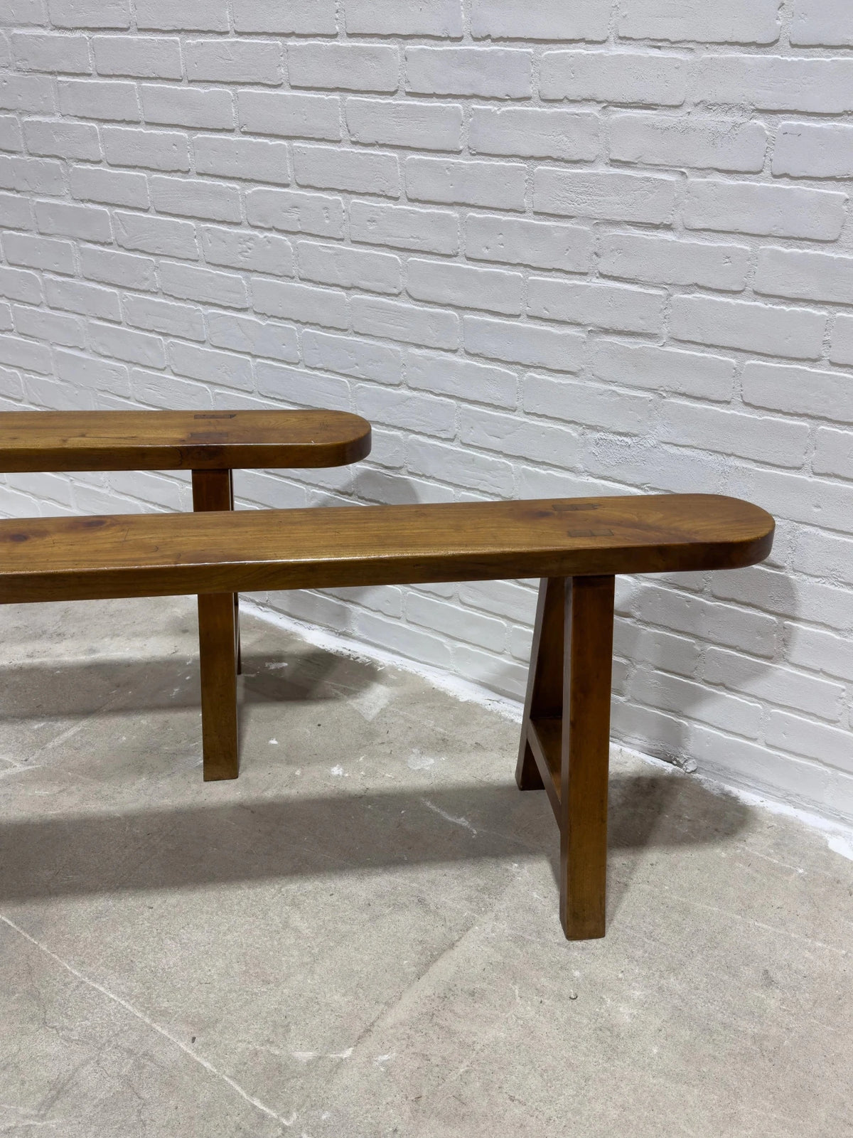 Pair of antique cherry benches - House on Horizon