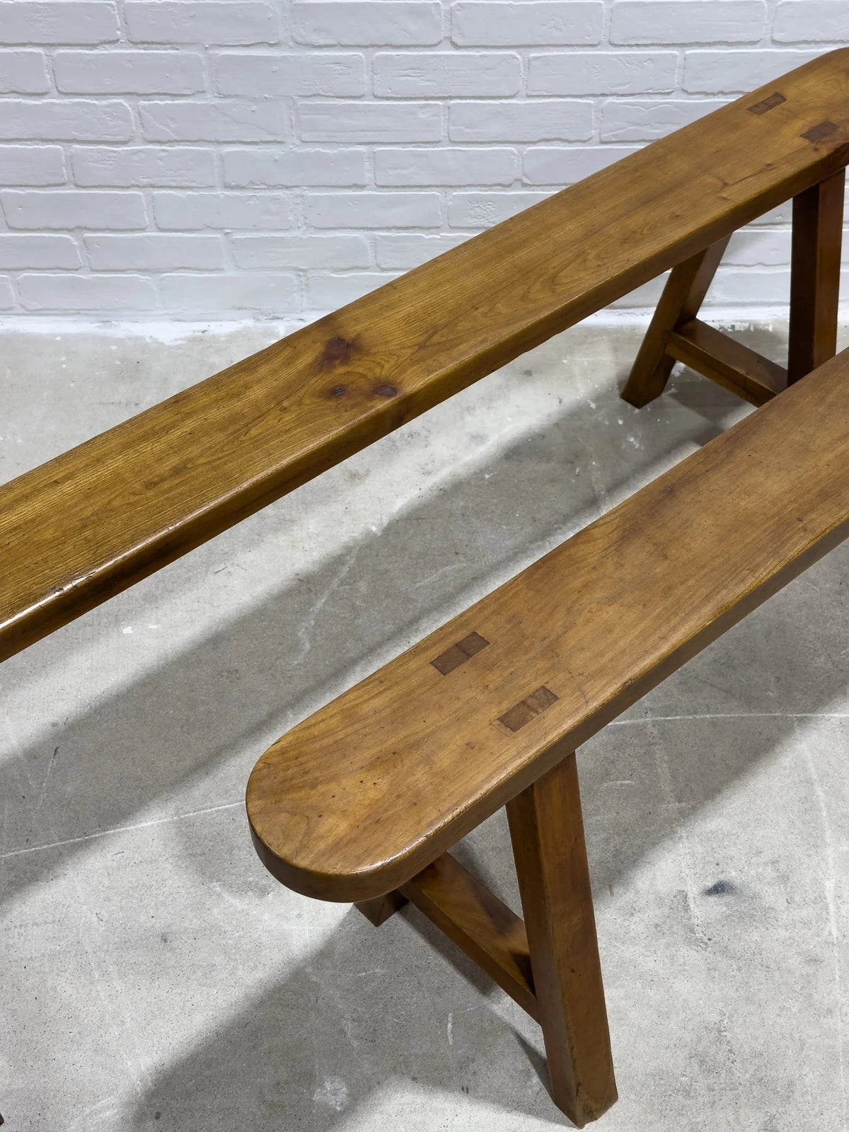 Pair of antique cherry benches - House on Horizon