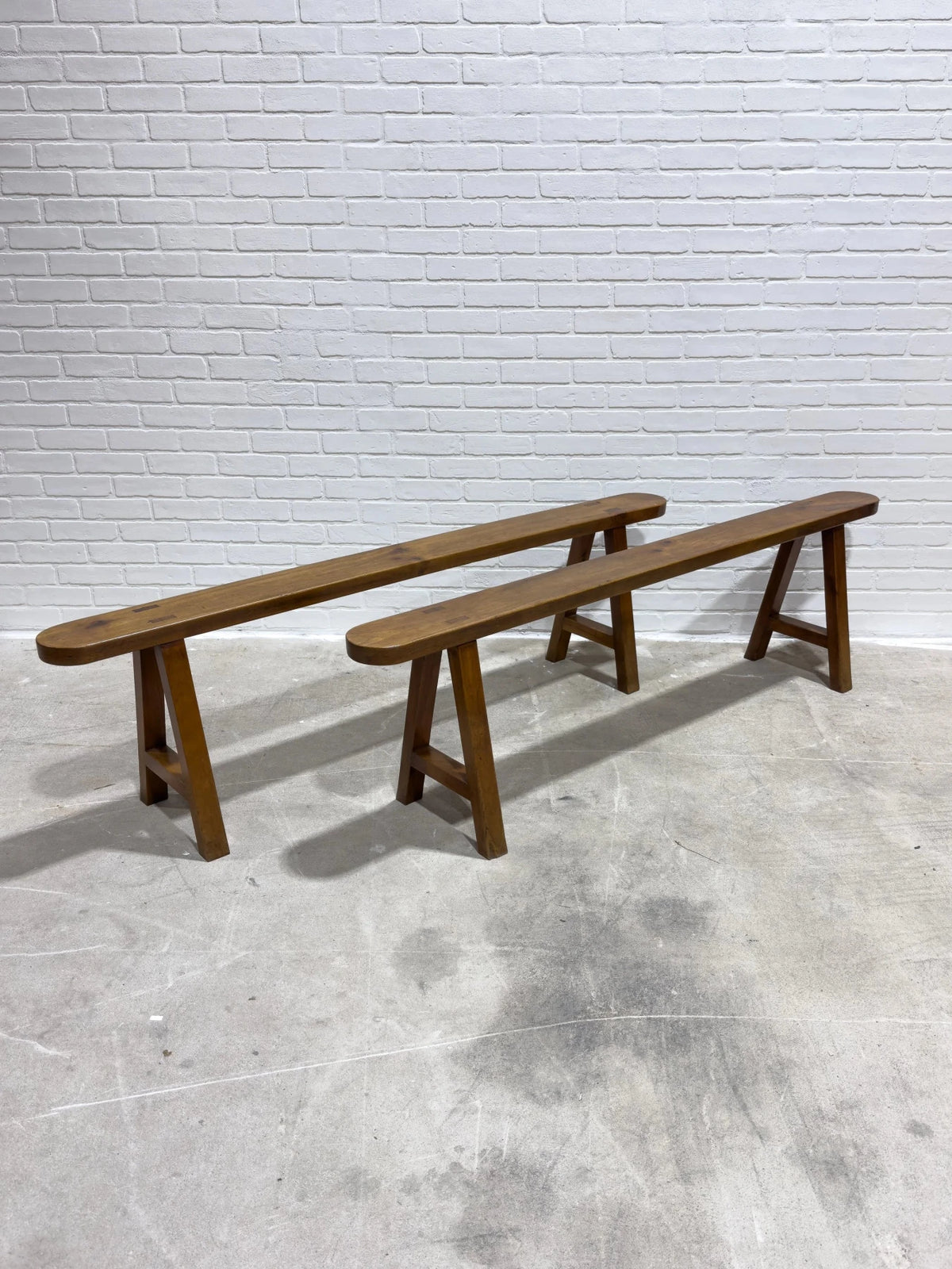 Pair of antique cherry benches - House on Horizon