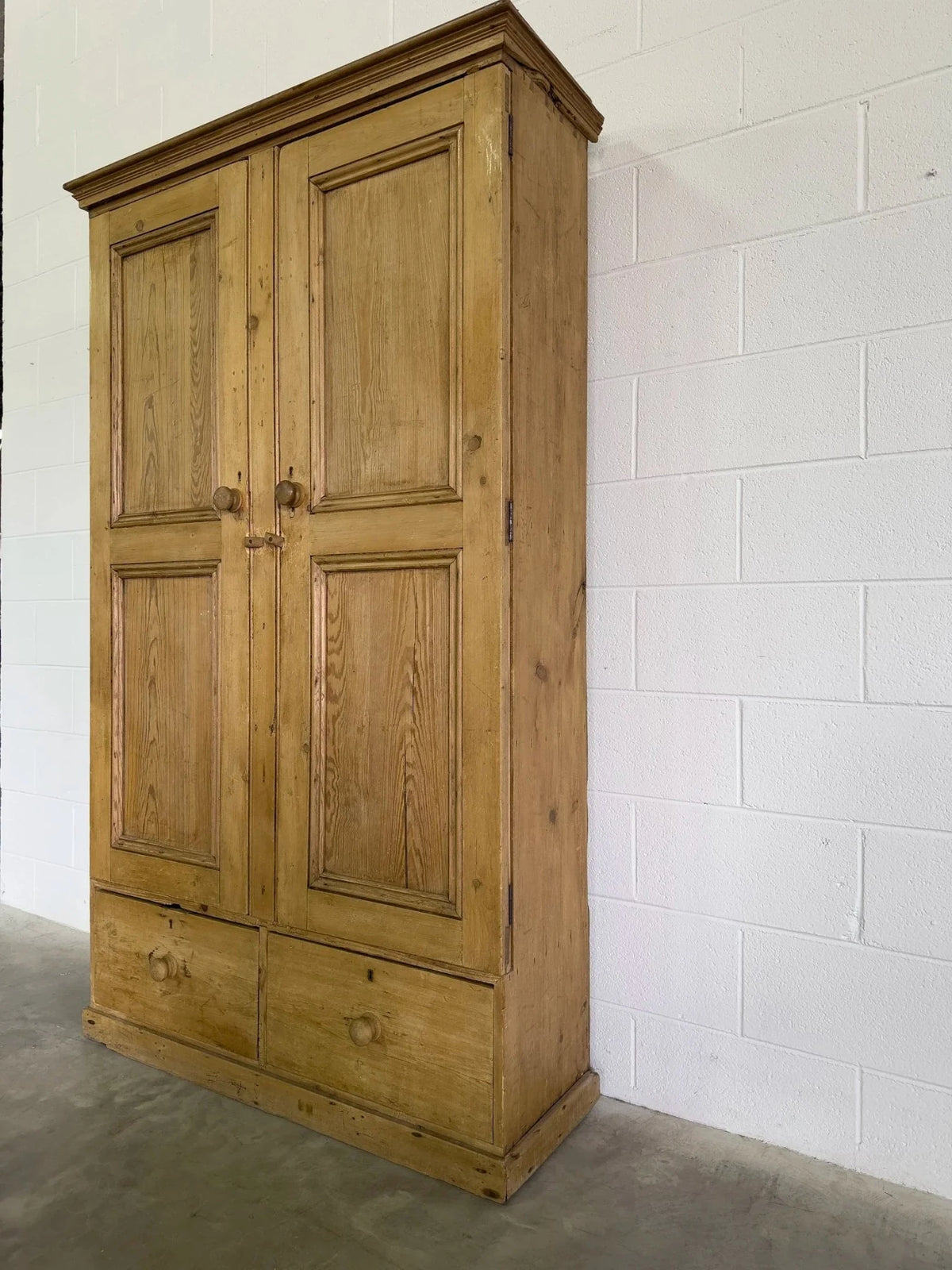 Possibly Irish Antique Pine Cupboard with Drawers - House on Horizon