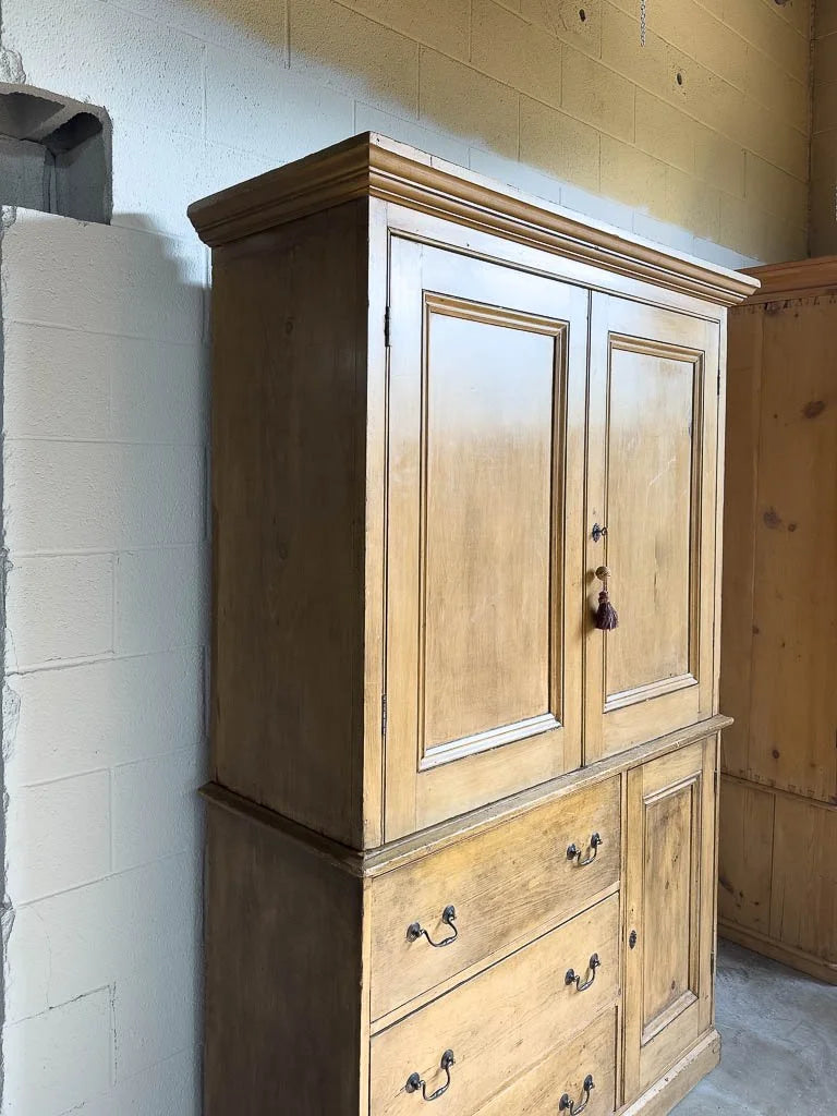 Unique English pine linen press