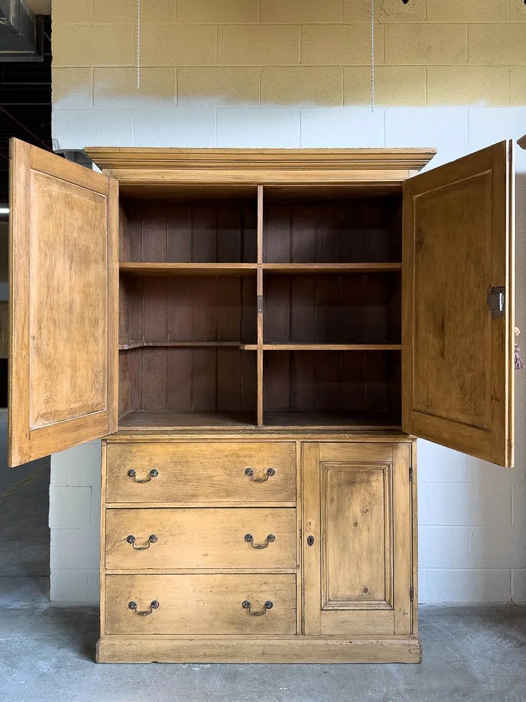 Unique English pine linen press