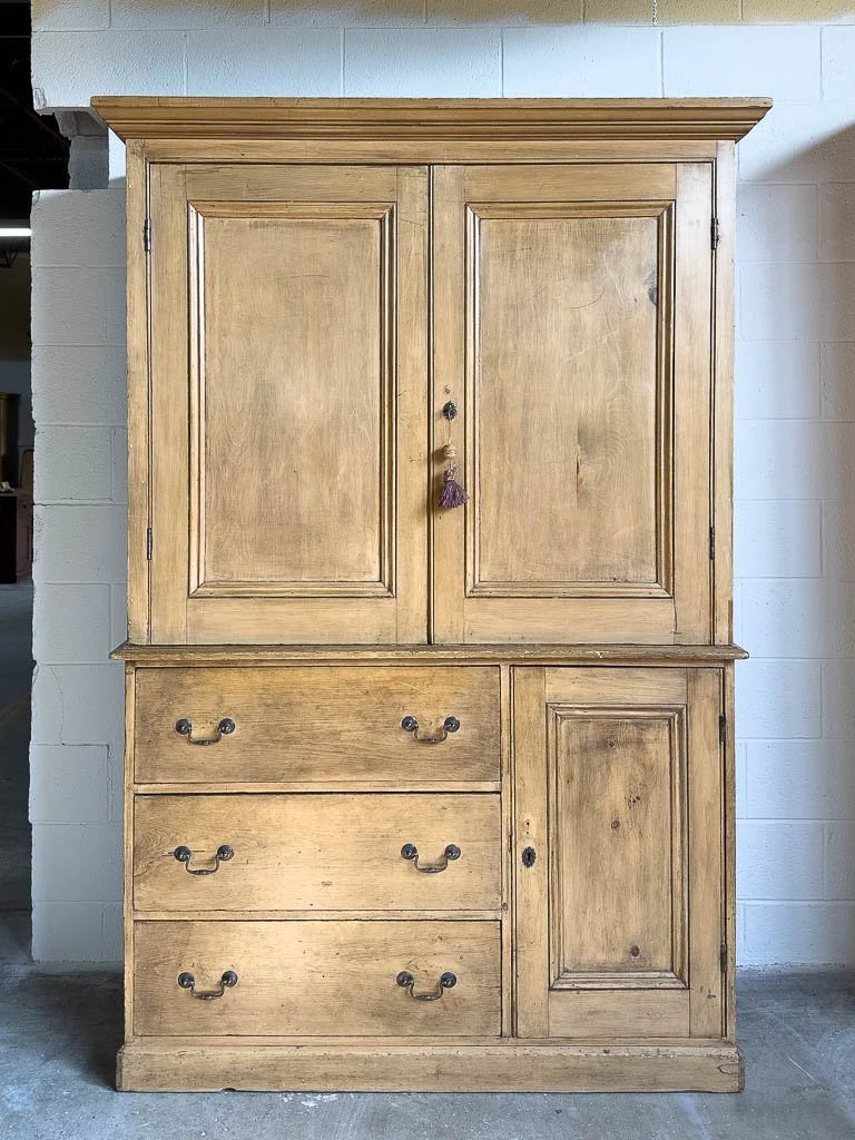 Unique English pine linen press
