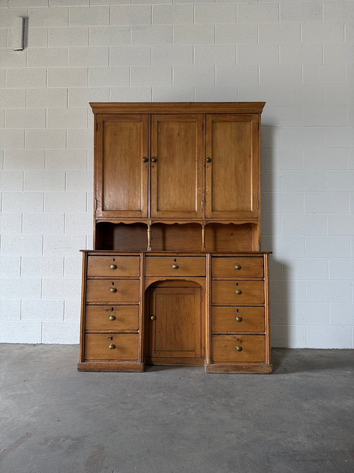 Scalloped English pine housekeeper’s cupboard - House on Horizon
