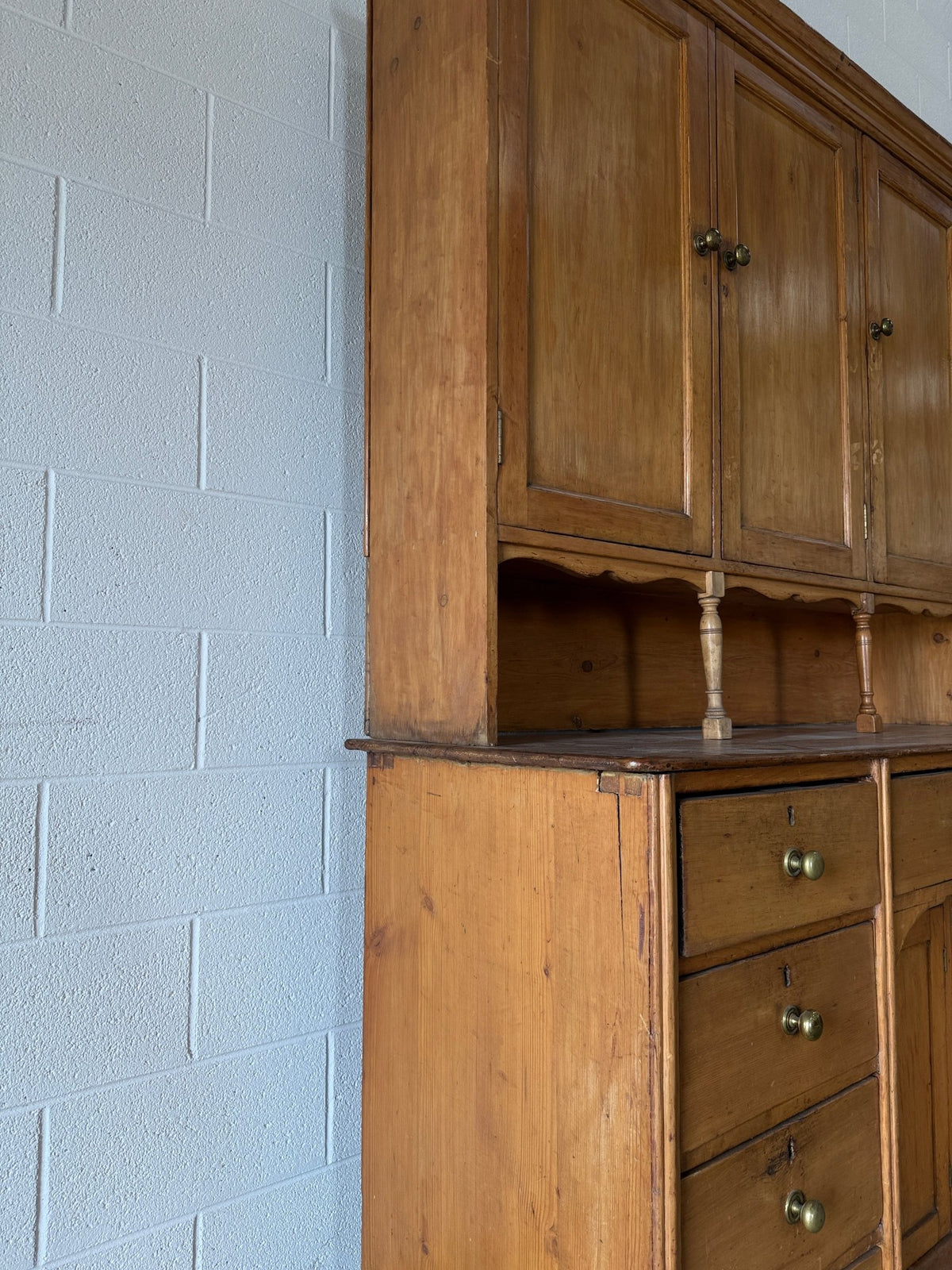 Scalloped English pine housekeeper’s cupboard - House on Horizon