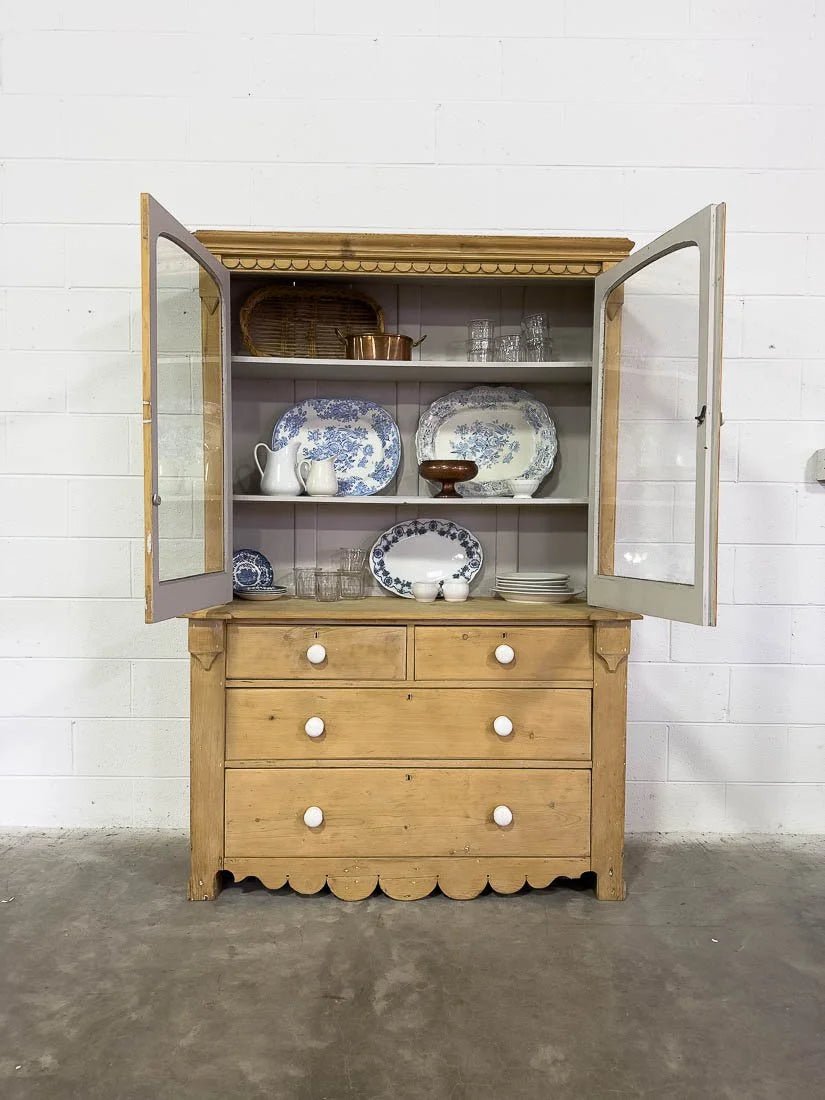 Scalloped English pine hutch - House on Horizon