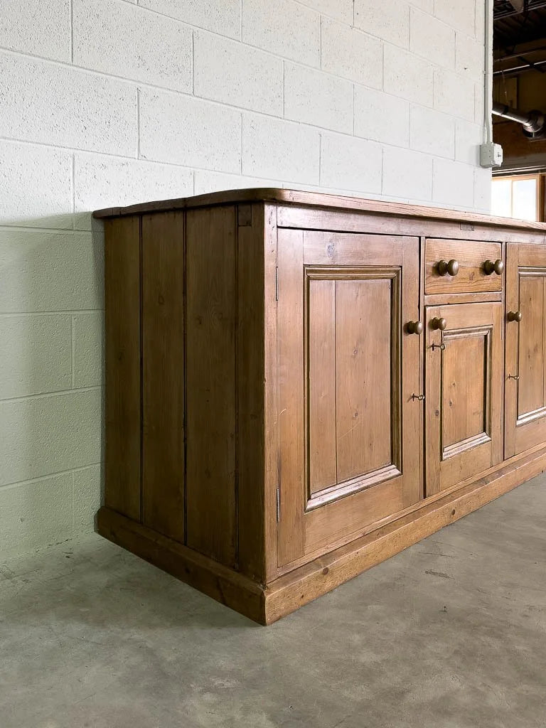 English pine sideboard with a planked top