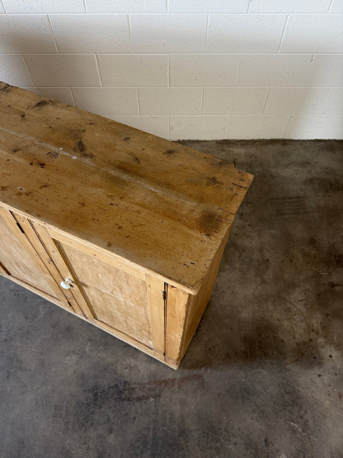 Simple antique pine sideboard with four doors - House on Horizon