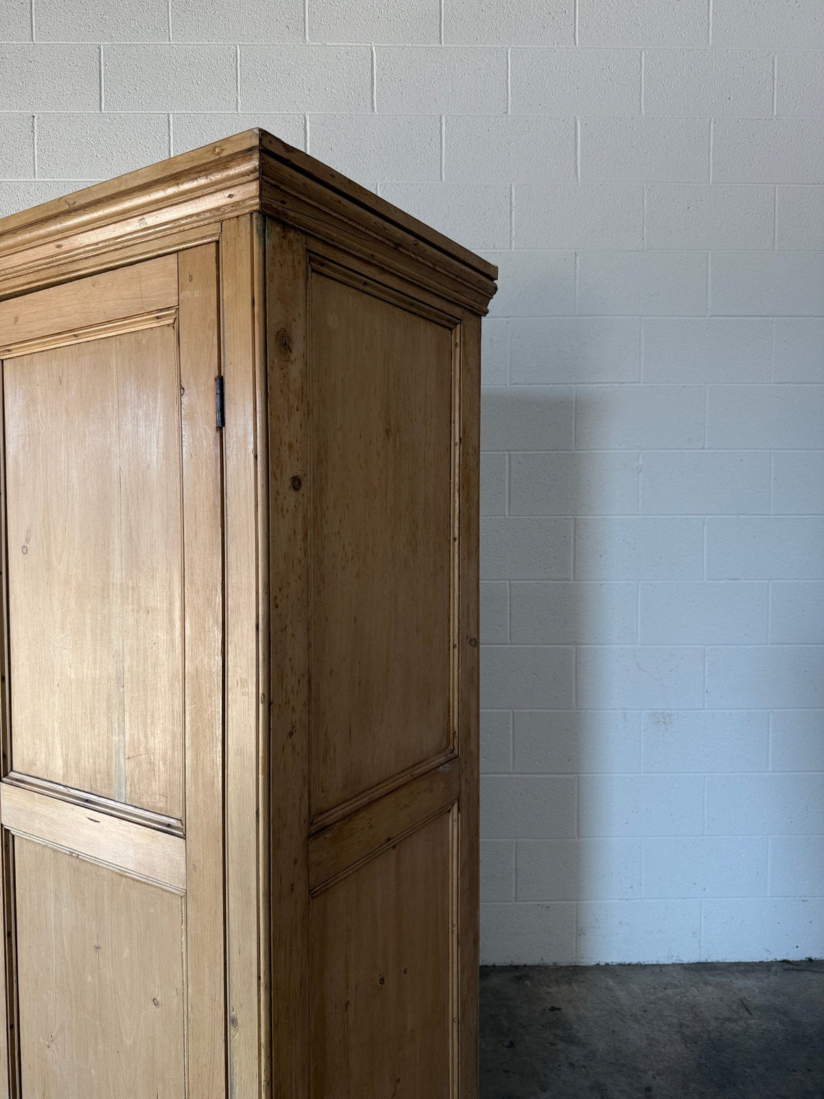 Simple Two Door Antique Pine Wardrobe - House on Horizon