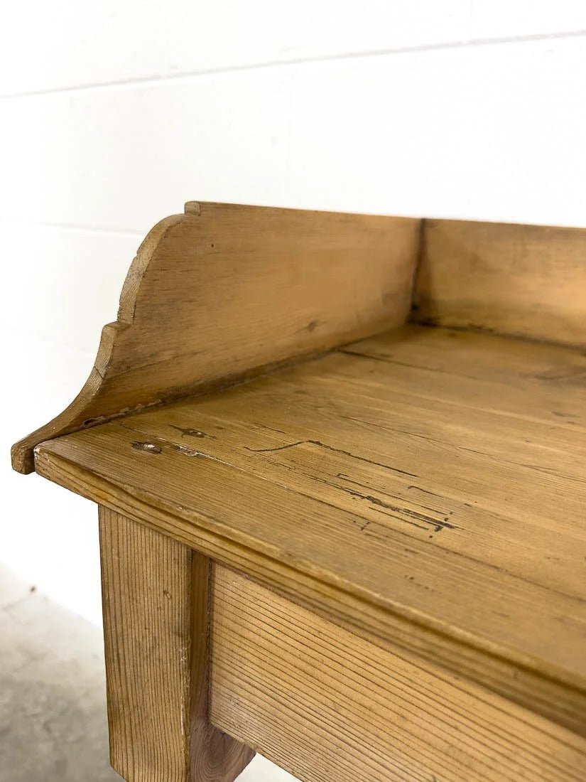Small antique pine table or nightstand with turned legs - House on Horizon
