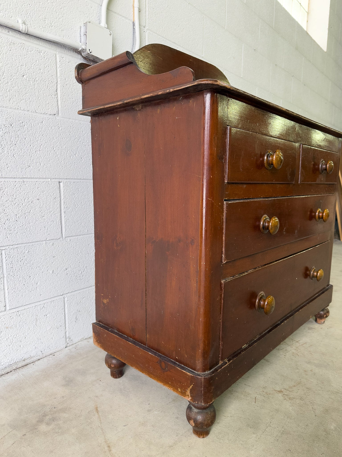 Stained antique pine chest of drawers - House on Horizon