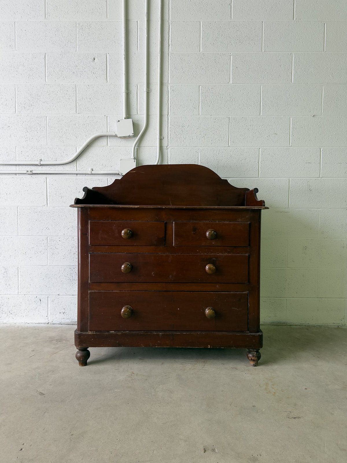 Stained antique pine chest of drawers - House on Horizon