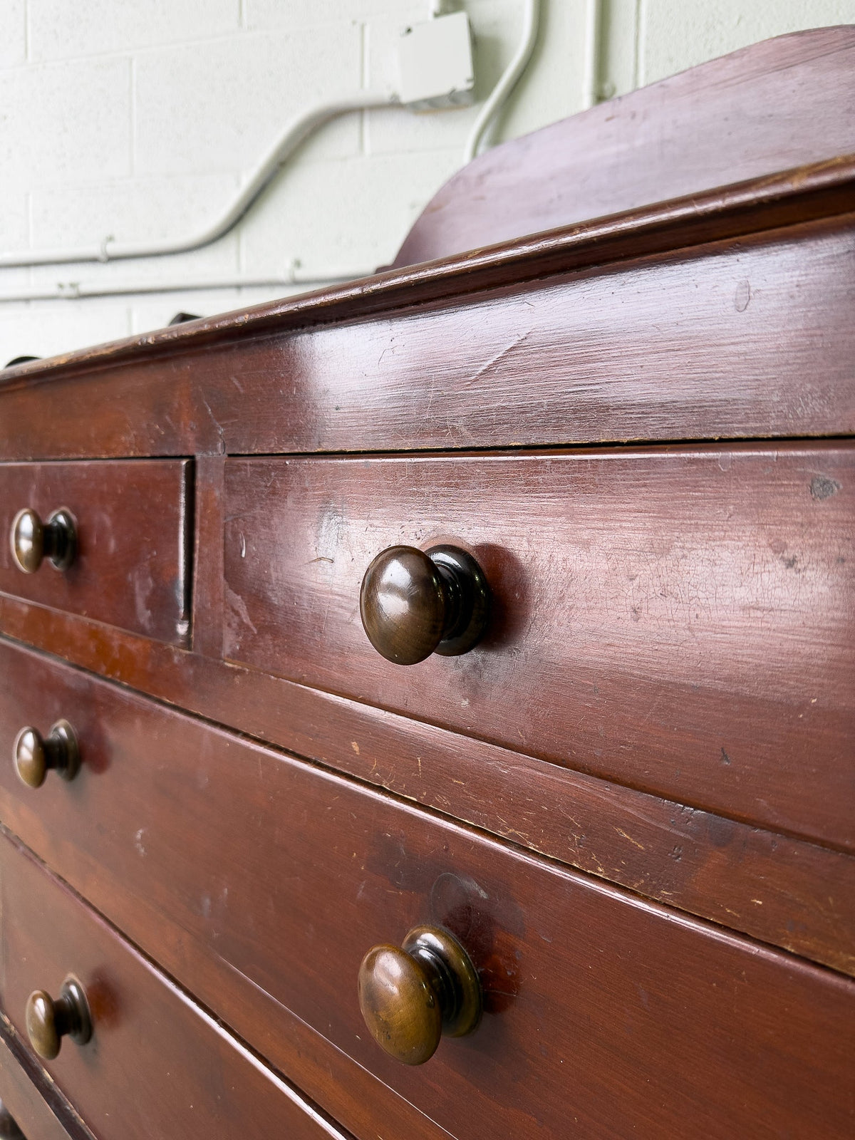 Stained antique pine chest of drawers - House on Horizon