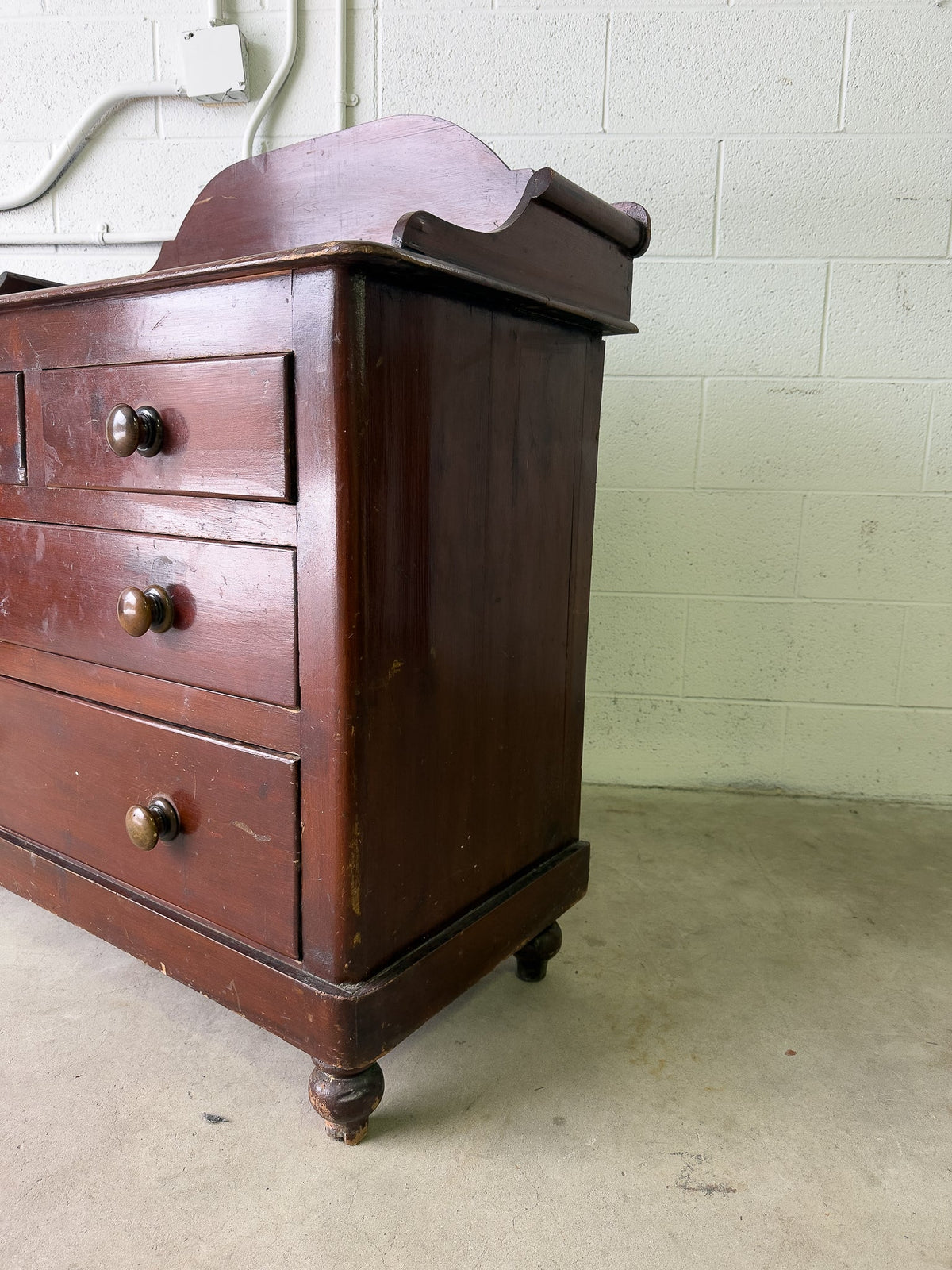 Stained antique pine chest of drawers - House on Horizon