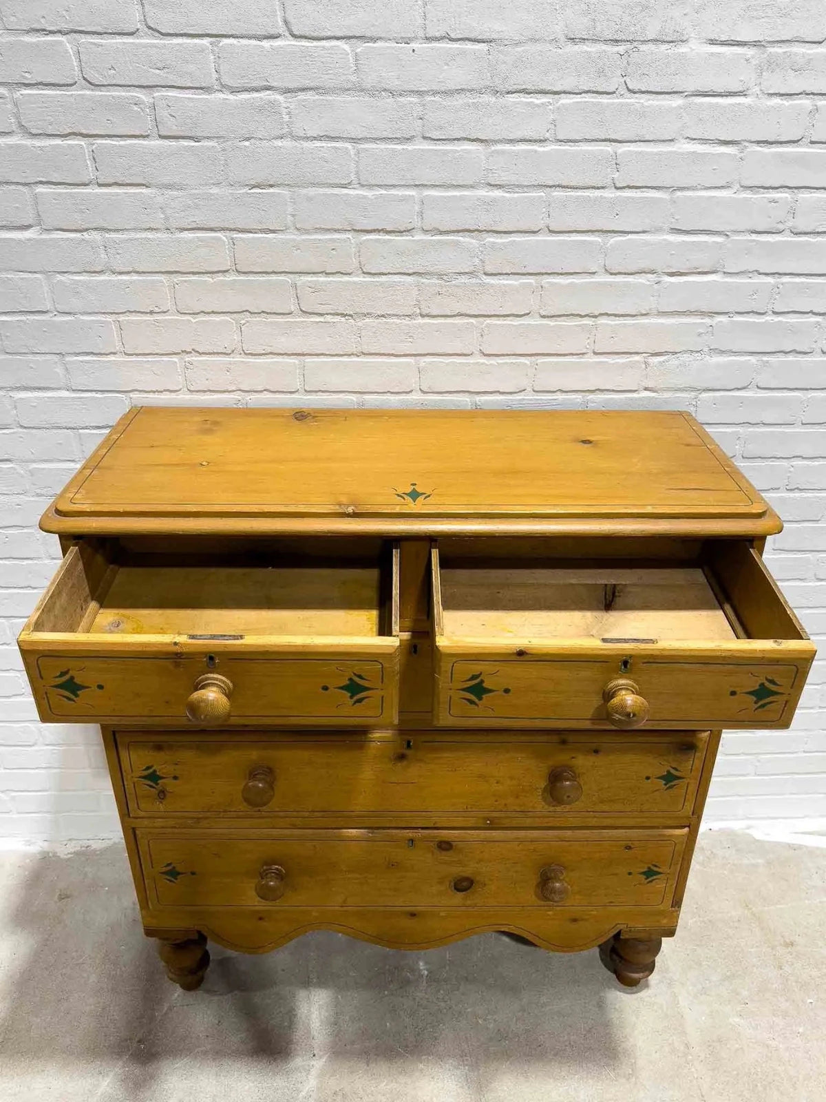 Stenciled antique pine dresser - House on Horizon