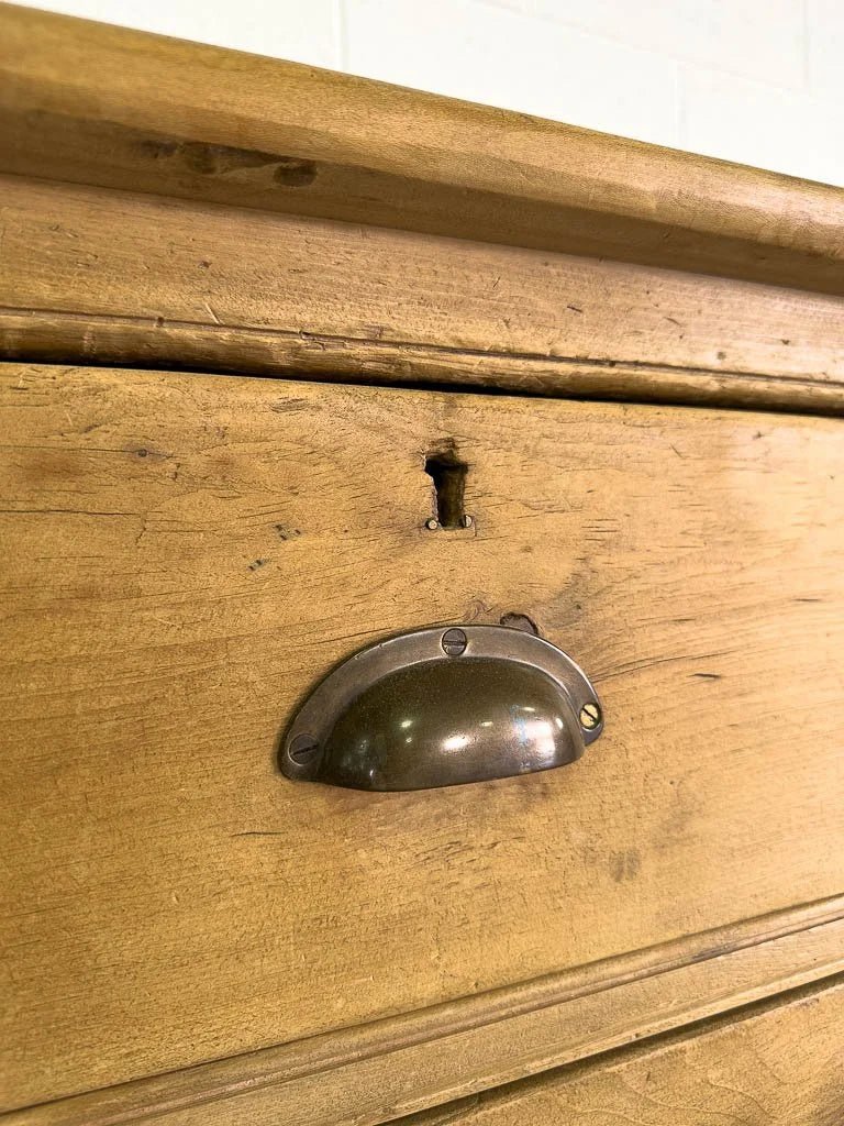 Tall antique English pine sideboard with drawers - House on Horizon