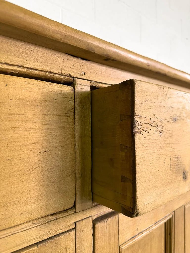 Tall antique English pine sideboard with drawers - House on Horizon