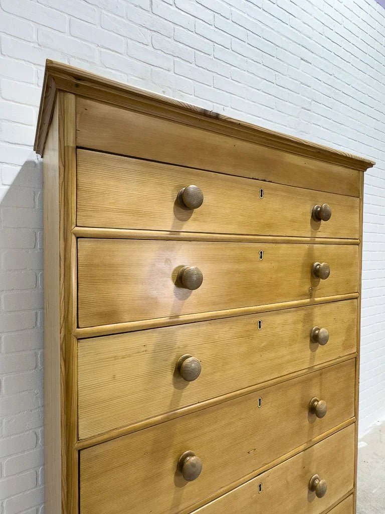 Tall antique pine chest of drawers - House on Horizon