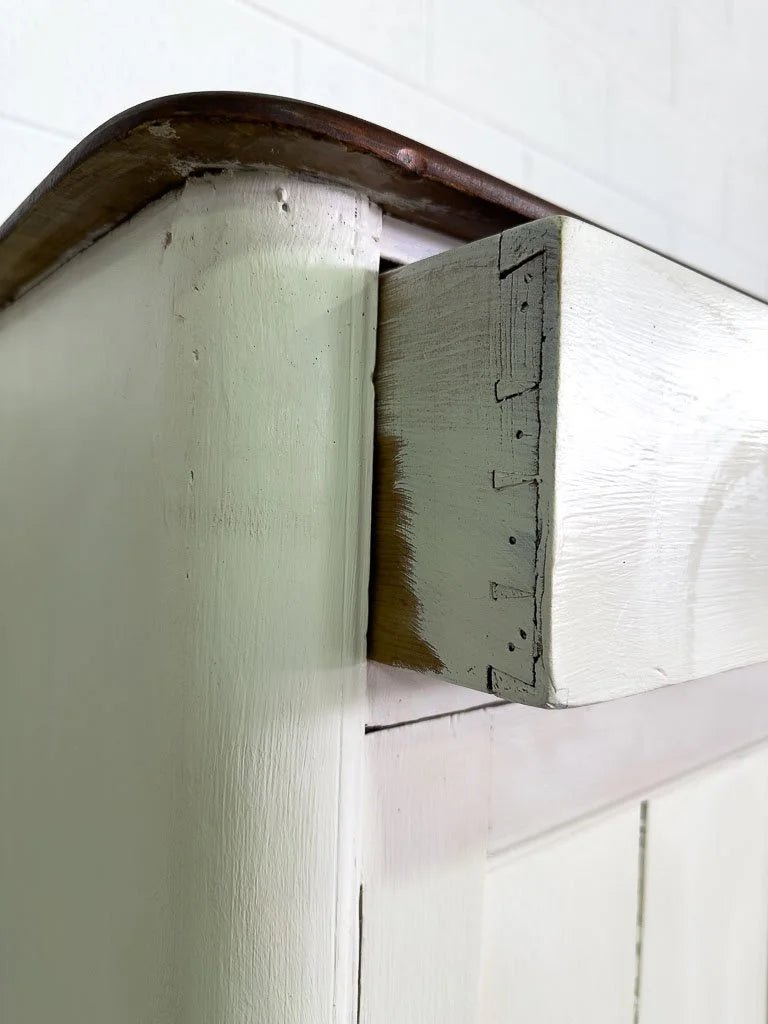 Two door antique cupboard painted in white - House on Horizon