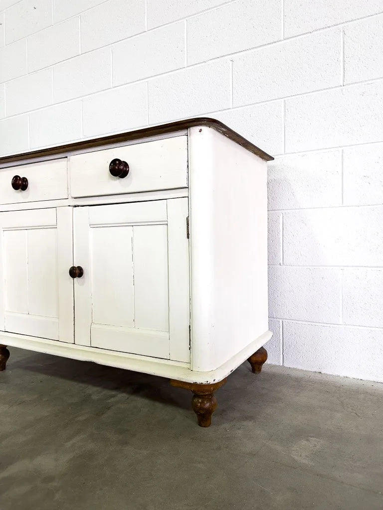 Two door antique cupboard painted in white - House on Horizon