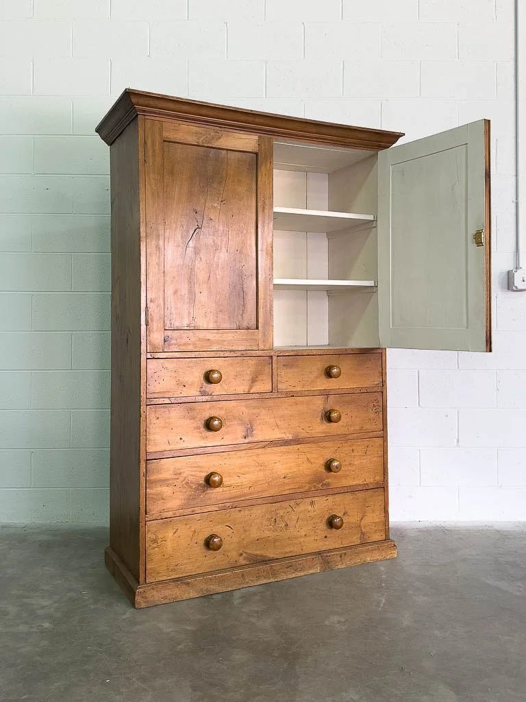 Victorian fruitwood linen press - House on Horizon