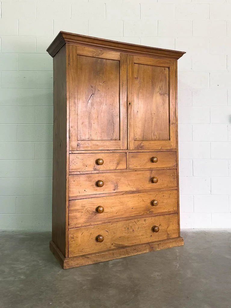Victorian fruitwood linen press - House on Horizon