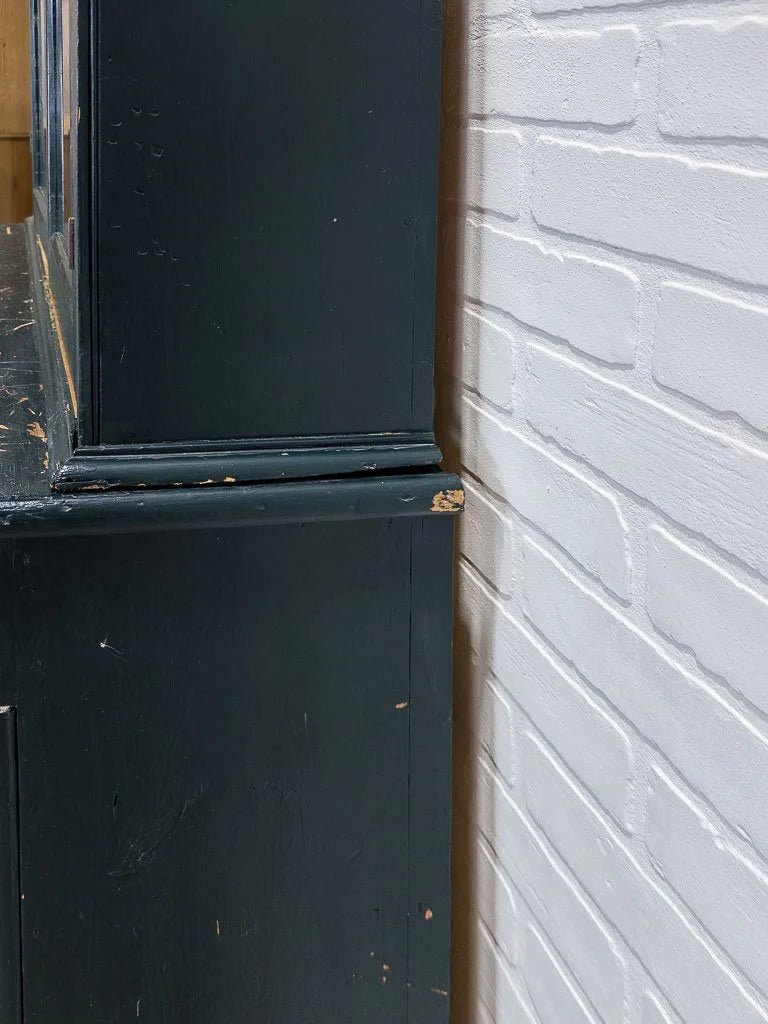 Victorian pine cabinet in chippy green paint - House on Horizon