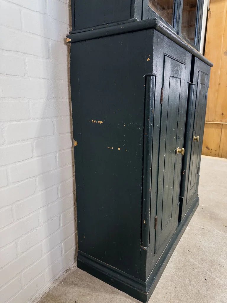 Victorian pine cabinet in chippy green paint - House on Horizon