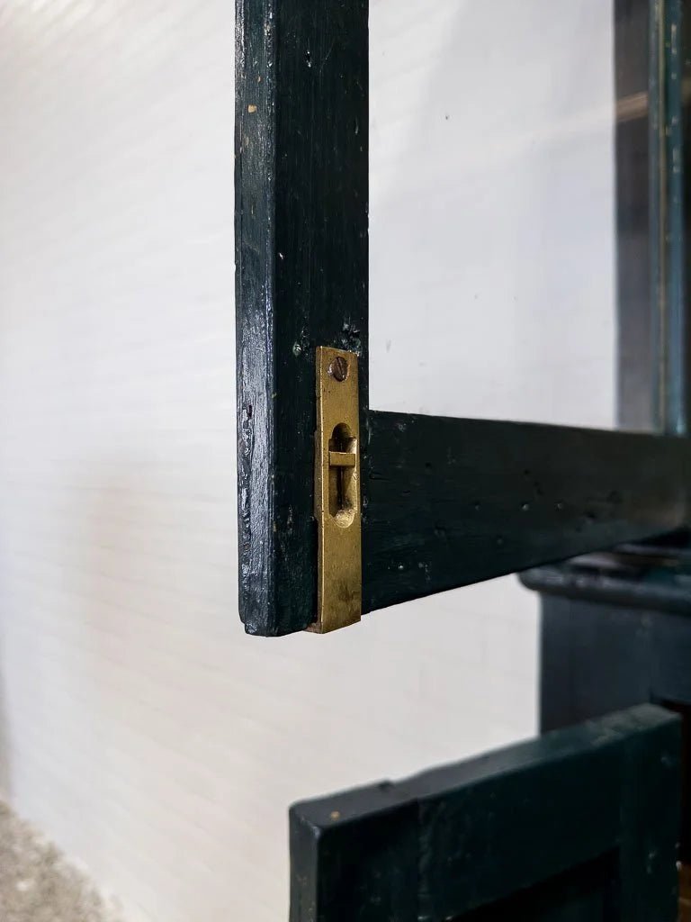 Victorian pine cabinet in chippy green paint - House on Horizon