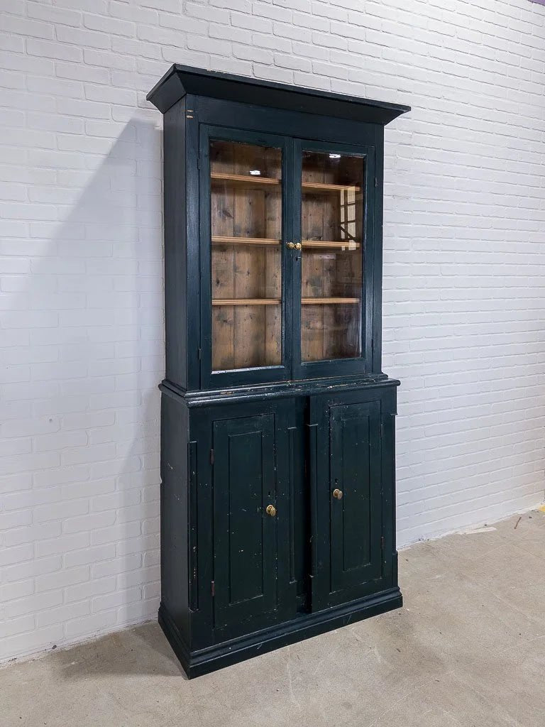 Victorian pine cabinet in chippy green paint - House on Horizon