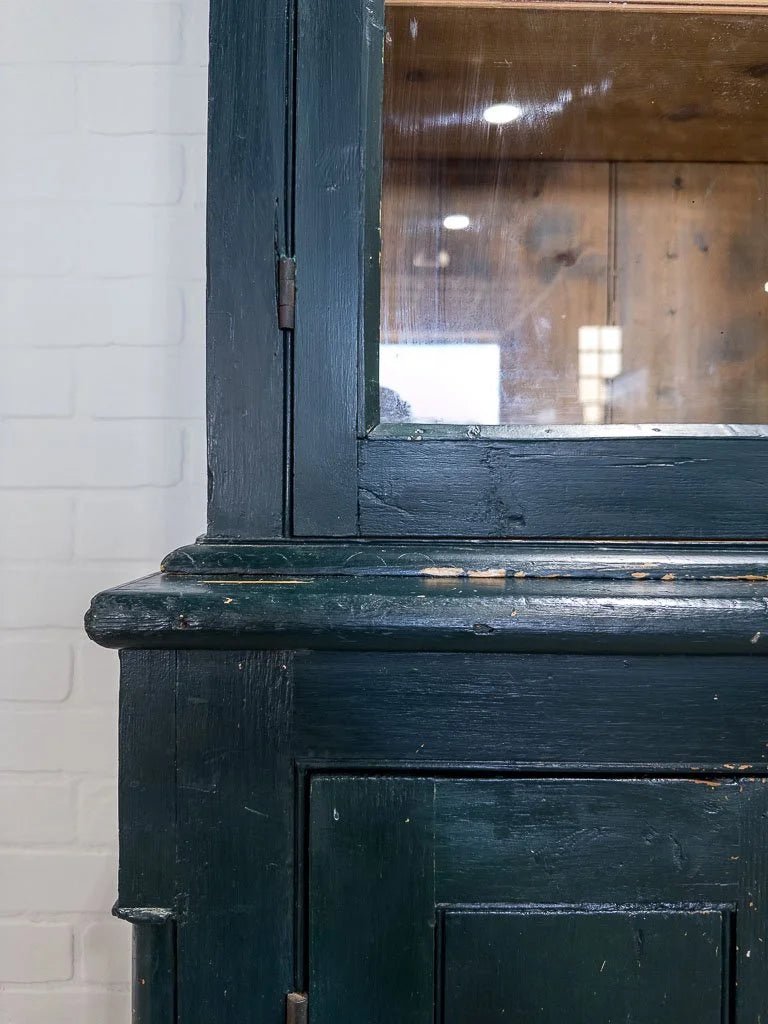 Victorian pine cabinet in chippy green paint - House on Horizon
