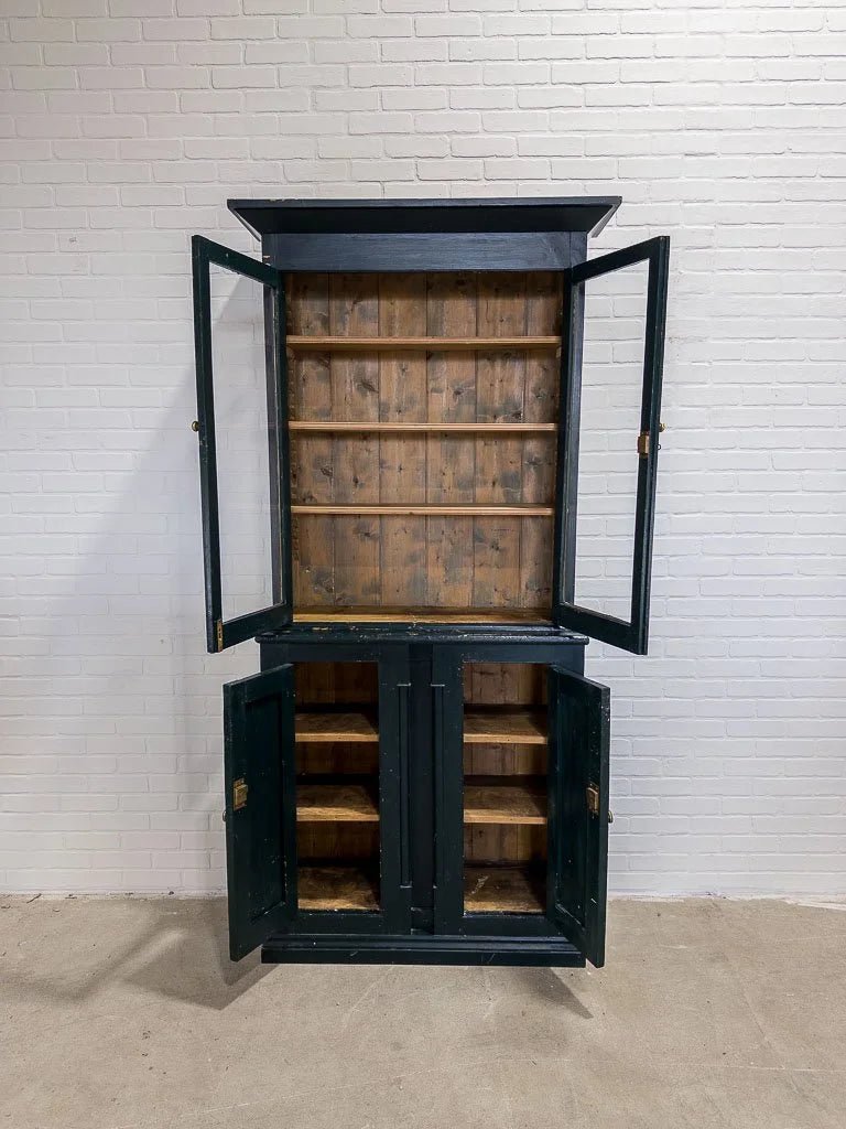 Victorian pine cabinet in chippy green paint - House on Horizon