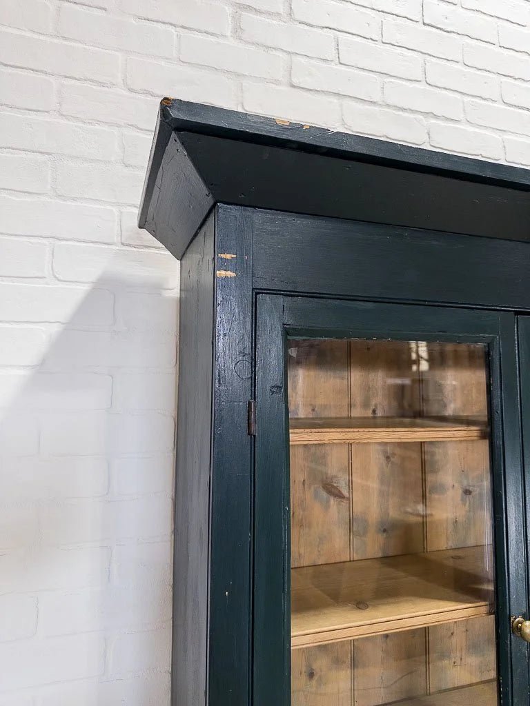 Victorian pine cabinet in chippy green paint - House on Horizon