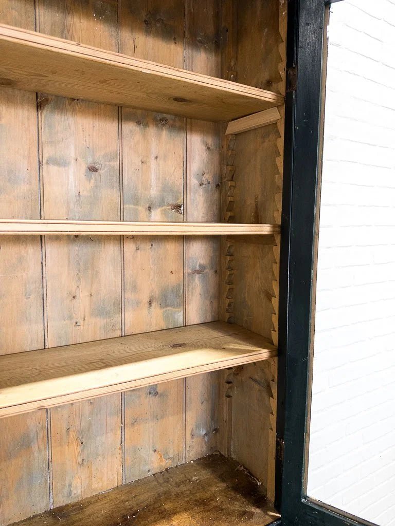Victorian pine cabinet in chippy green paint - House on Horizon