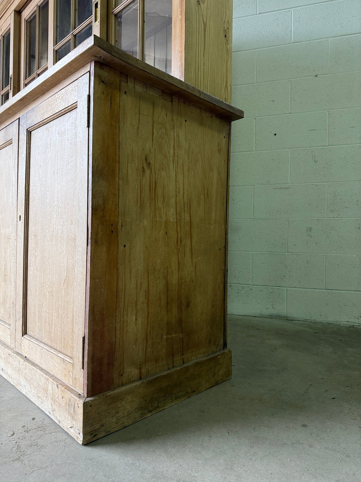 Victorian pine cupboard with glass sliding doors - House on Horizon