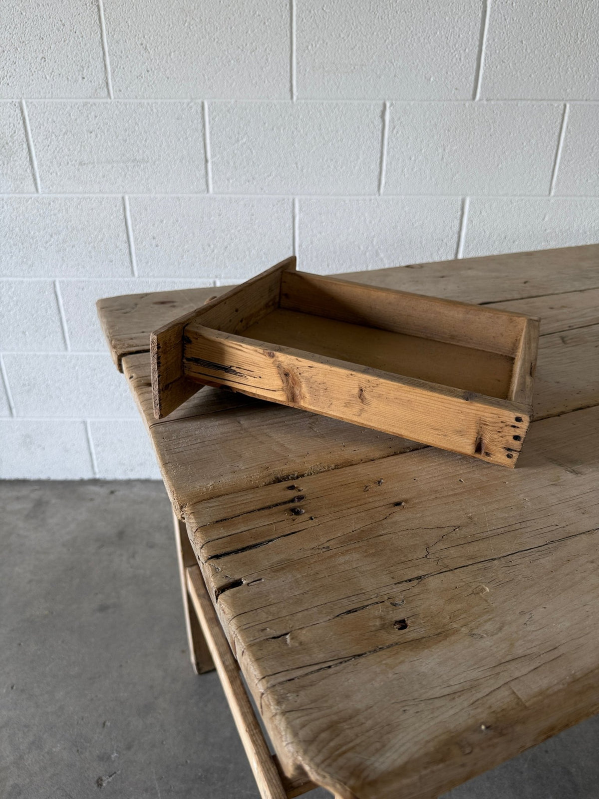 Victorian pine kitchen table with Irish double stretcher - House on Horizon