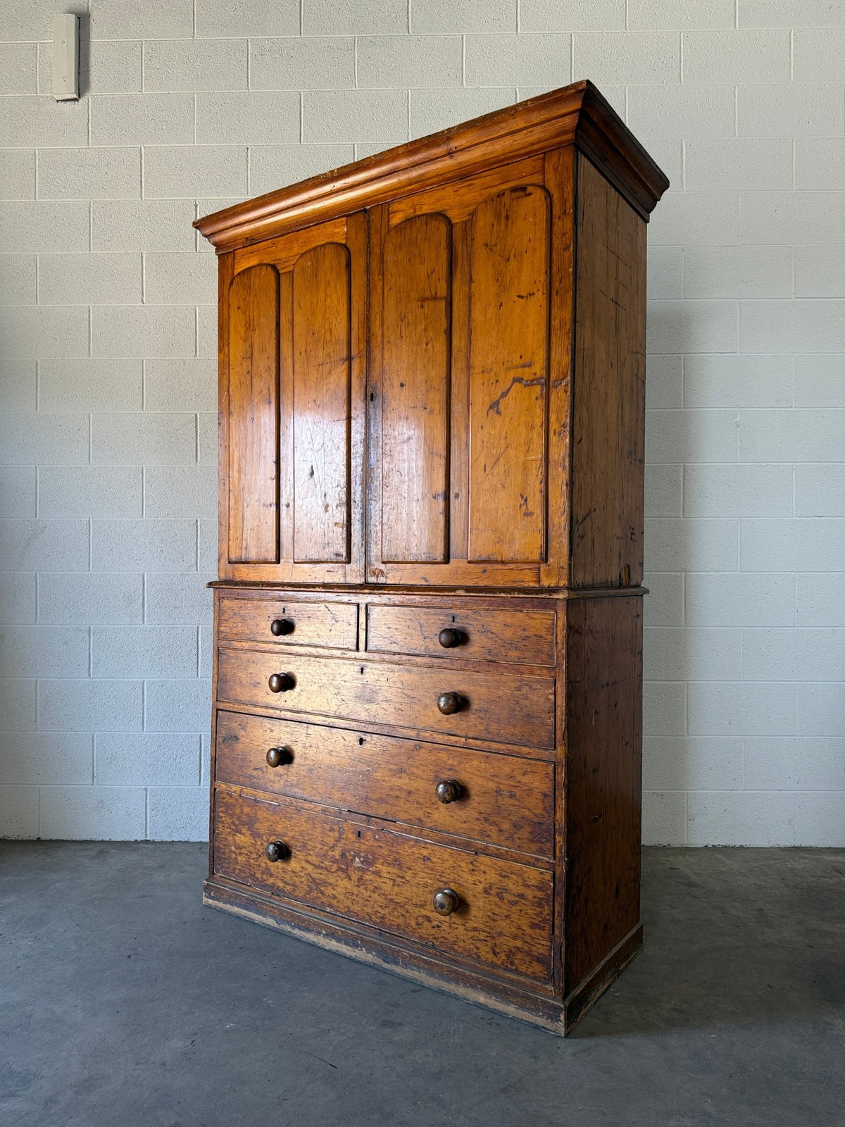 Victorian pine press with shelved interior - House on Horizon