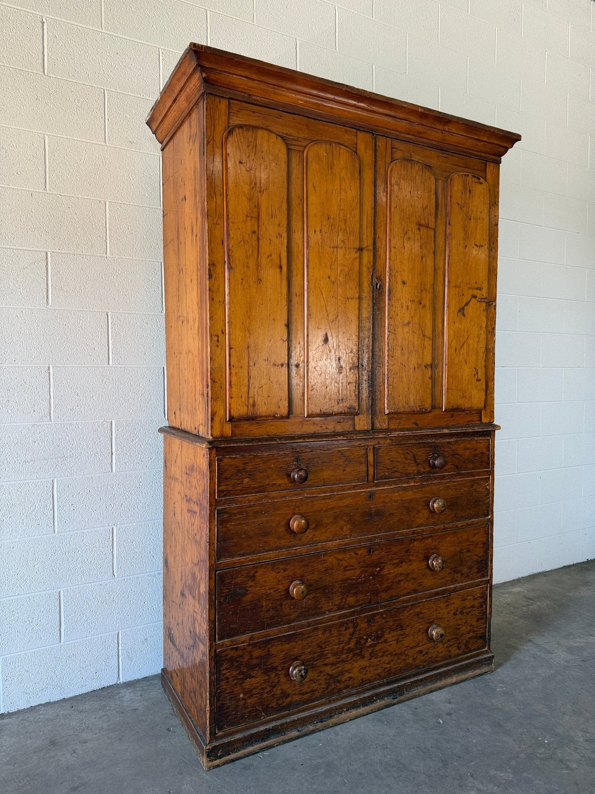 Victorian pine press with shelved interior - House on Horizon