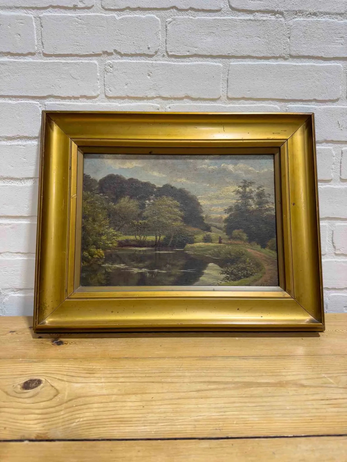 Vintage landscape art - House on Horizon
