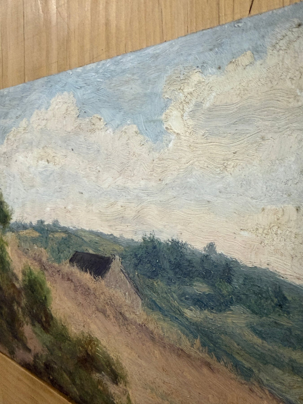 Vintage oil on board - House on Horizon