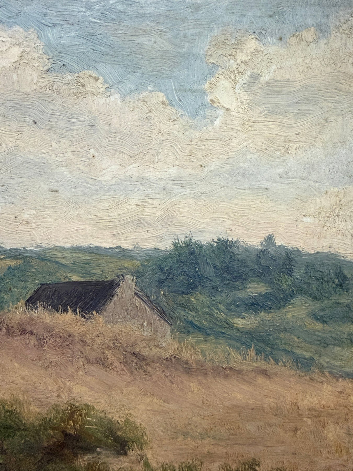 Vintage oil on board - House on Horizon
