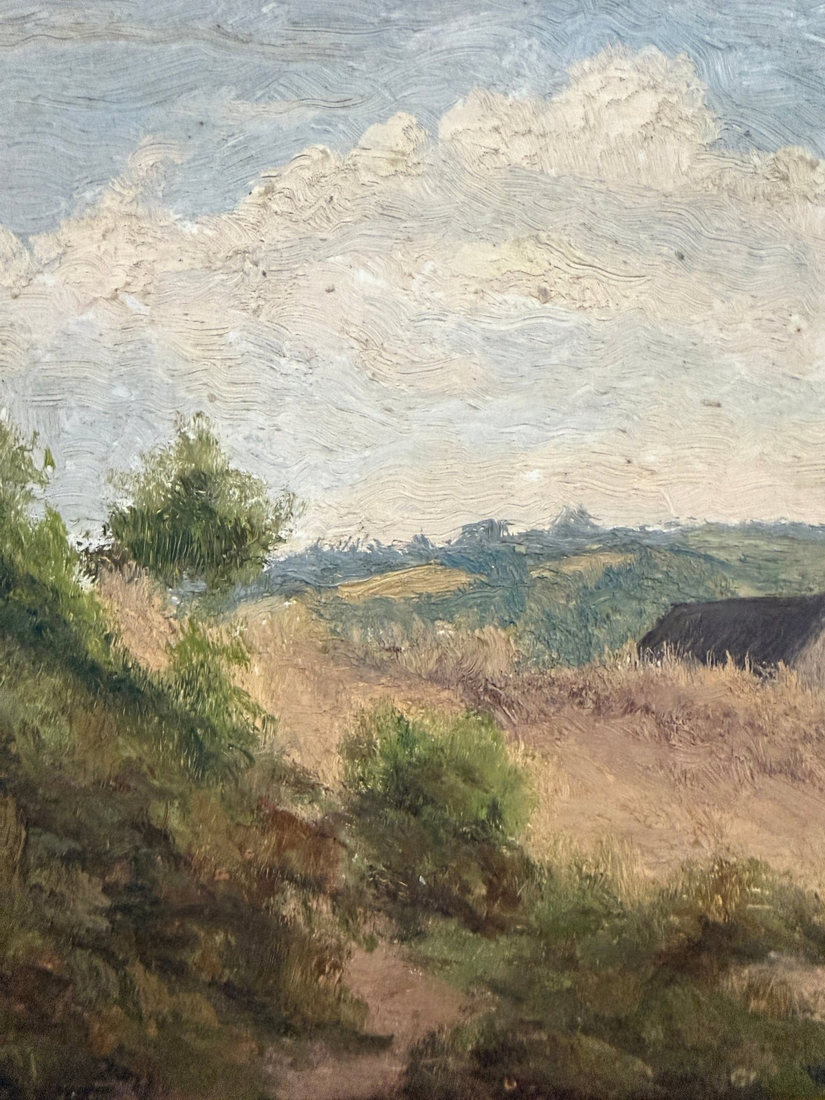 Vintage oil on board - House on Horizon