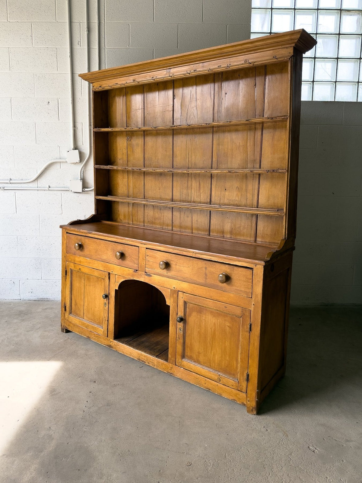 Warm Antique English Pine Kitchen Dresser - House on Horizon