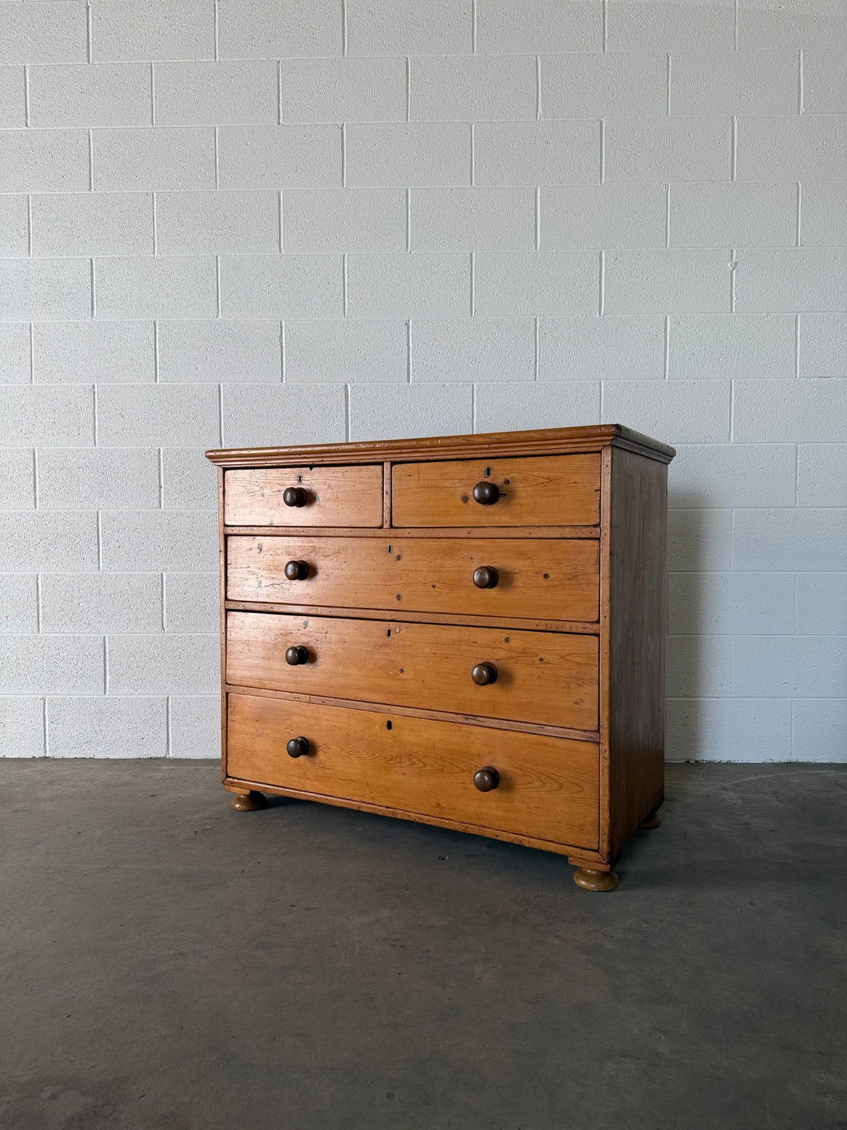 Warm antique pine 2 over 3 chest of drawers - House on Horizon
