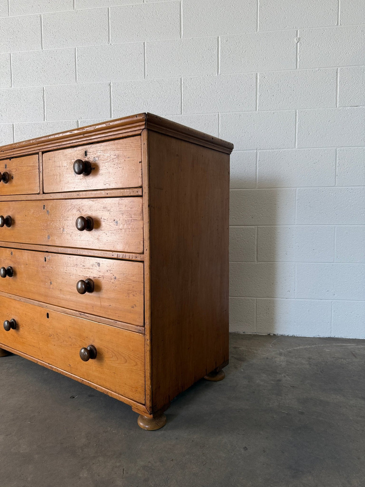 Warm antique pine 2 over 3 chest of drawers - House on Horizon