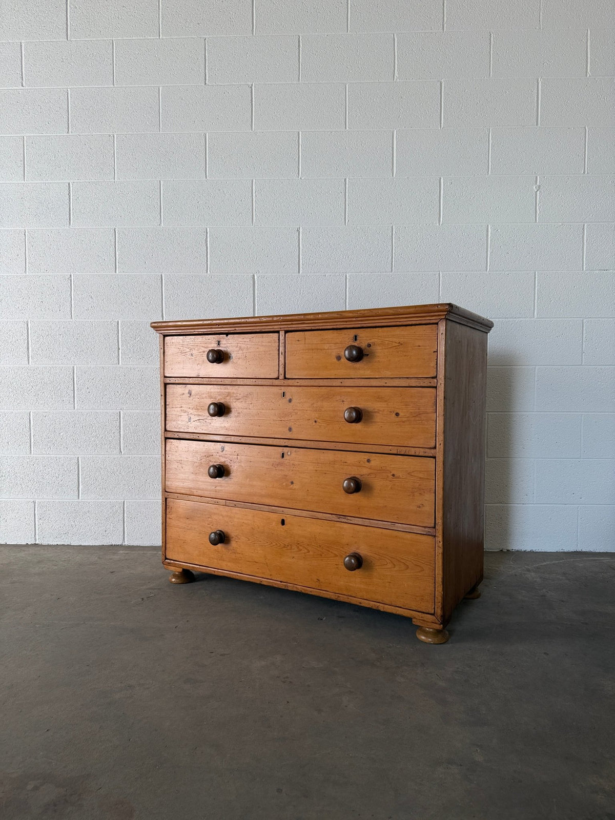 Warm antique pine 2 over 3 chest of drawers - House on Horizon