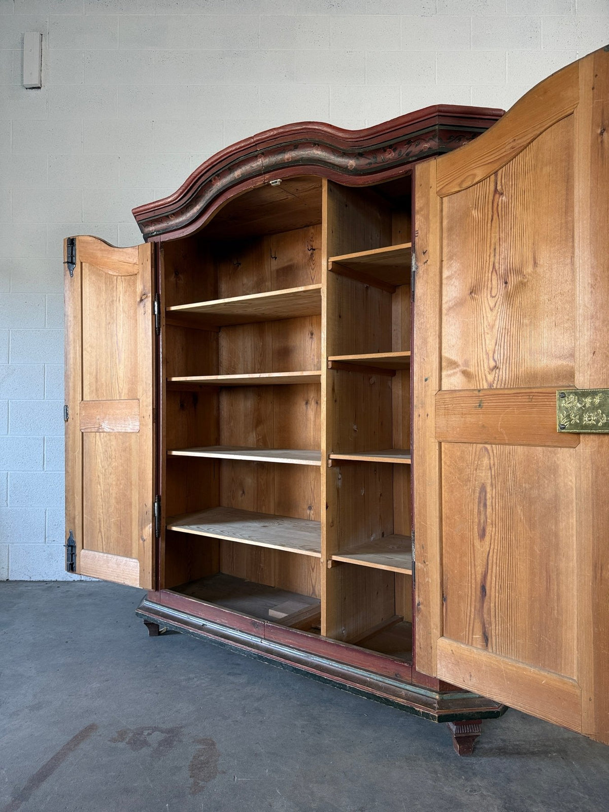 Wide antique pine marriage cupboard - House on Horizon