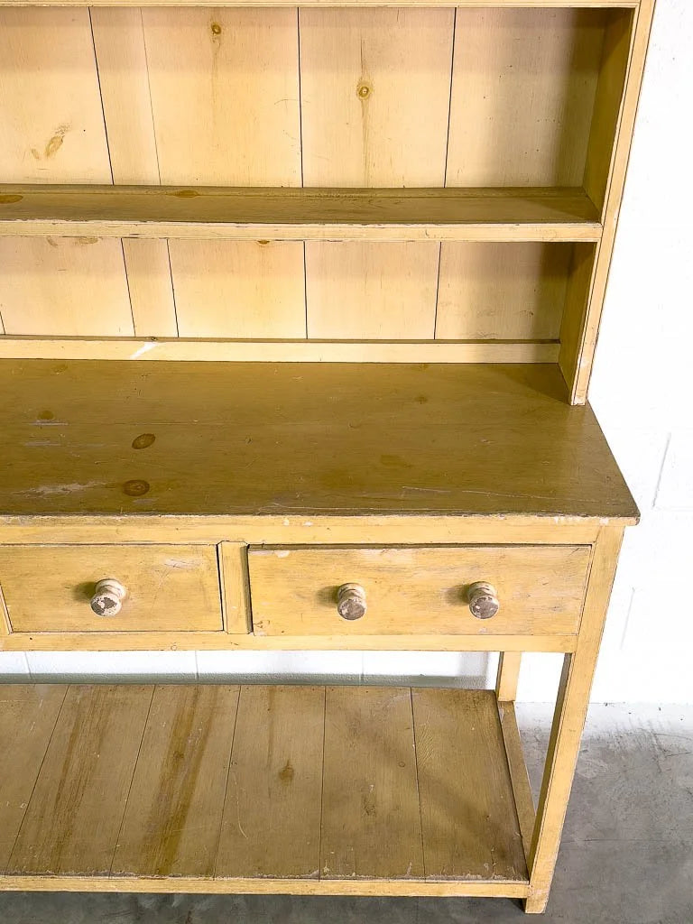 Victorian-style pine kitchen dresser in light yellow
